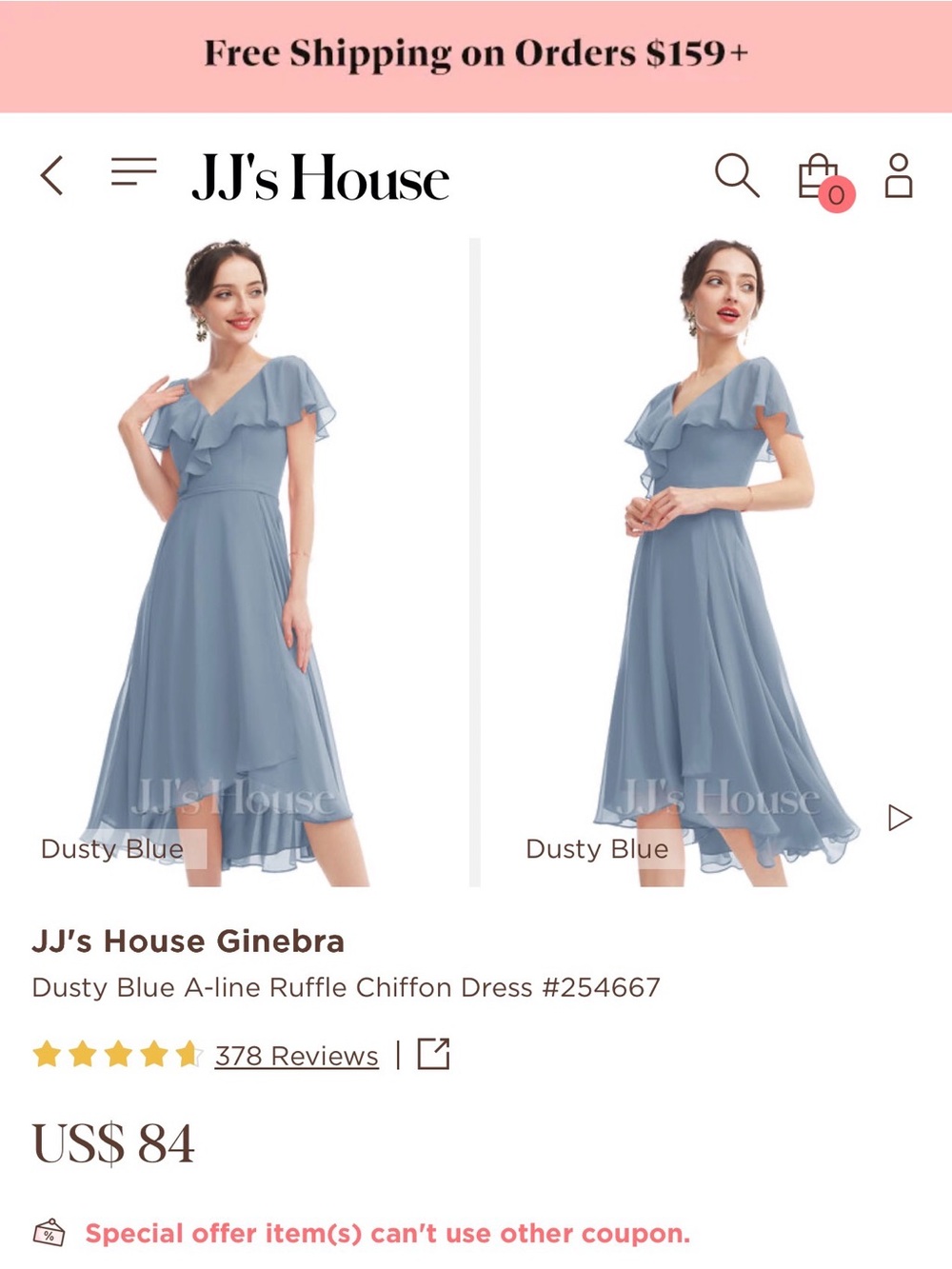 Dusty Blue A-line Ruffle Chiffon Dress